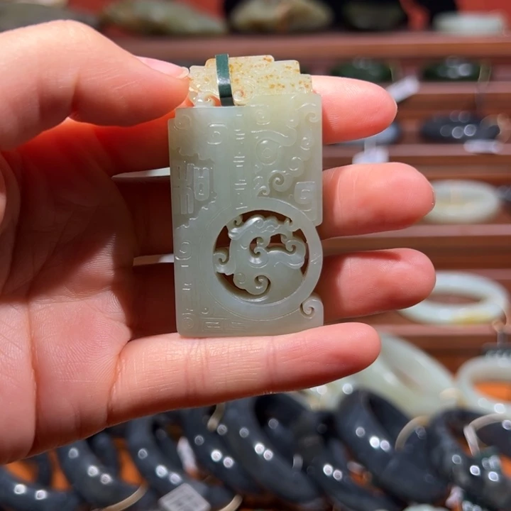 和田玉（青白玉）未镶嵌吊坠(不含链)仿古龙吊坠