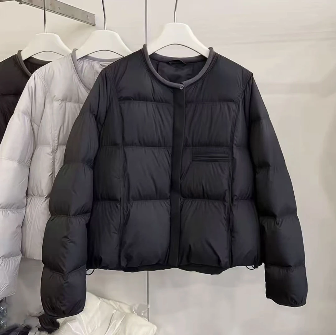 冬季新品时尚百搭网红棉衣外套加棉长袖潮流棉服纯色经典圆领棉衣