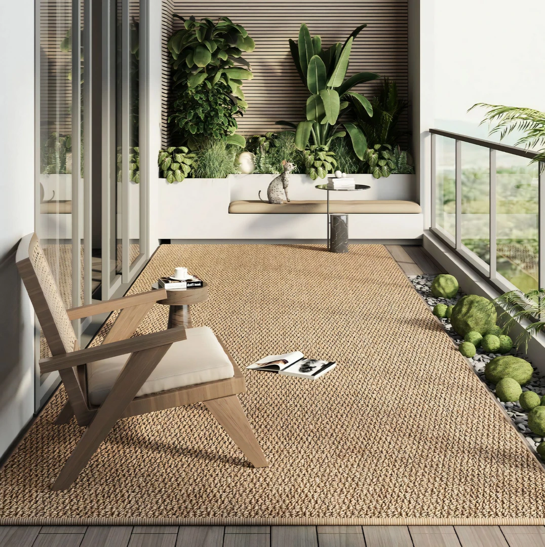 亚麻加厚耐磨防猫抓地垫夏季地毯菠萝圈阳台地垫拍照免洗门内地毯
