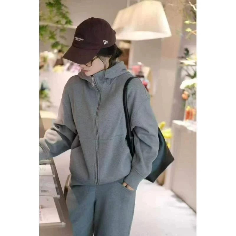 【商场同款】2025秋冬新款时尚宽松百搭加绒连帽卫衣外套女5400935