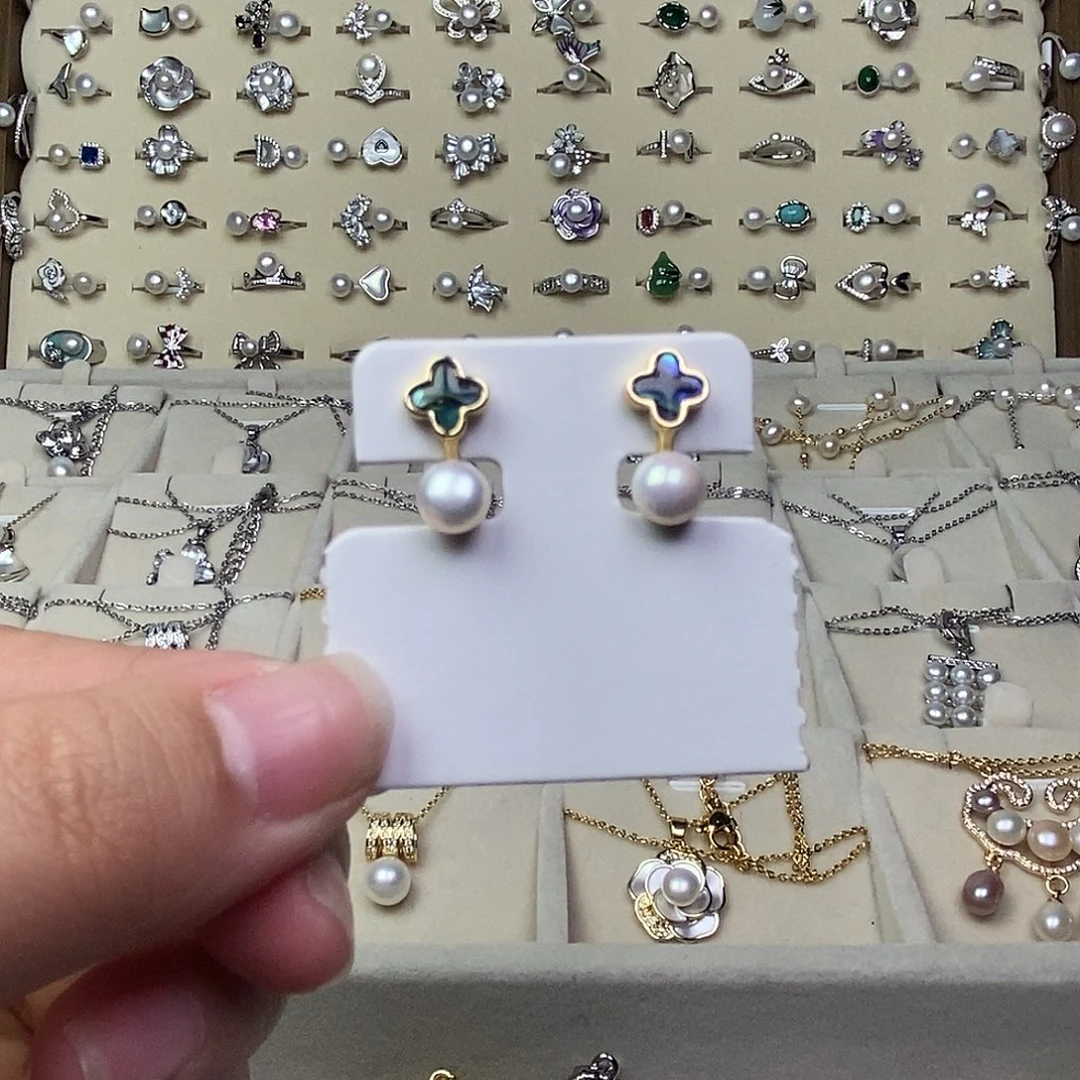 淡水珍珠银S925镶嵌耳饰