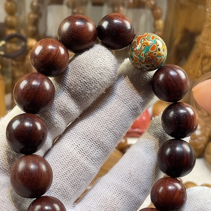 手串/手链檀香紫檀（小叶紫檀）小叶紫檀1.5配大漆珠福利