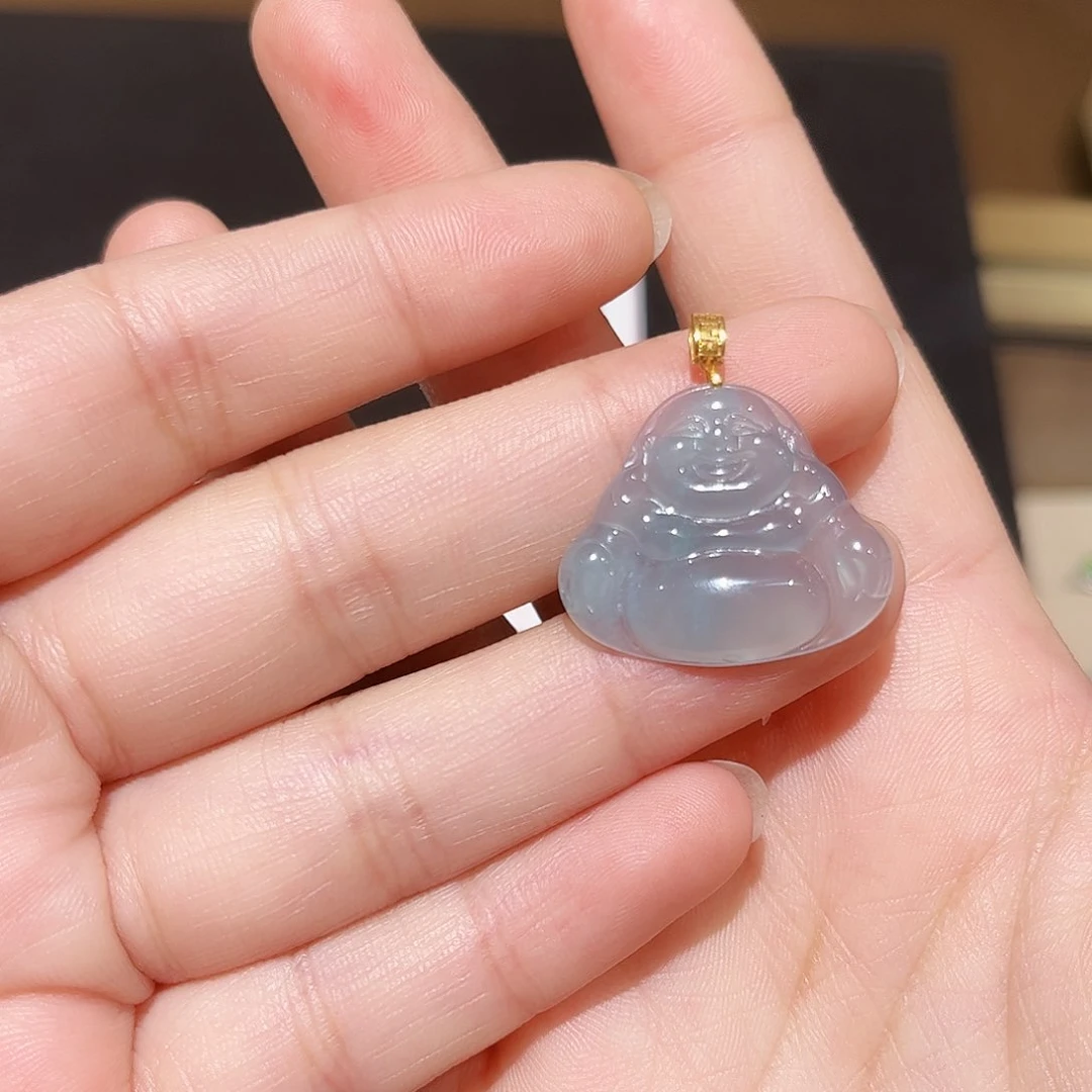 翡翠18K金镶嵌颈饰佛公