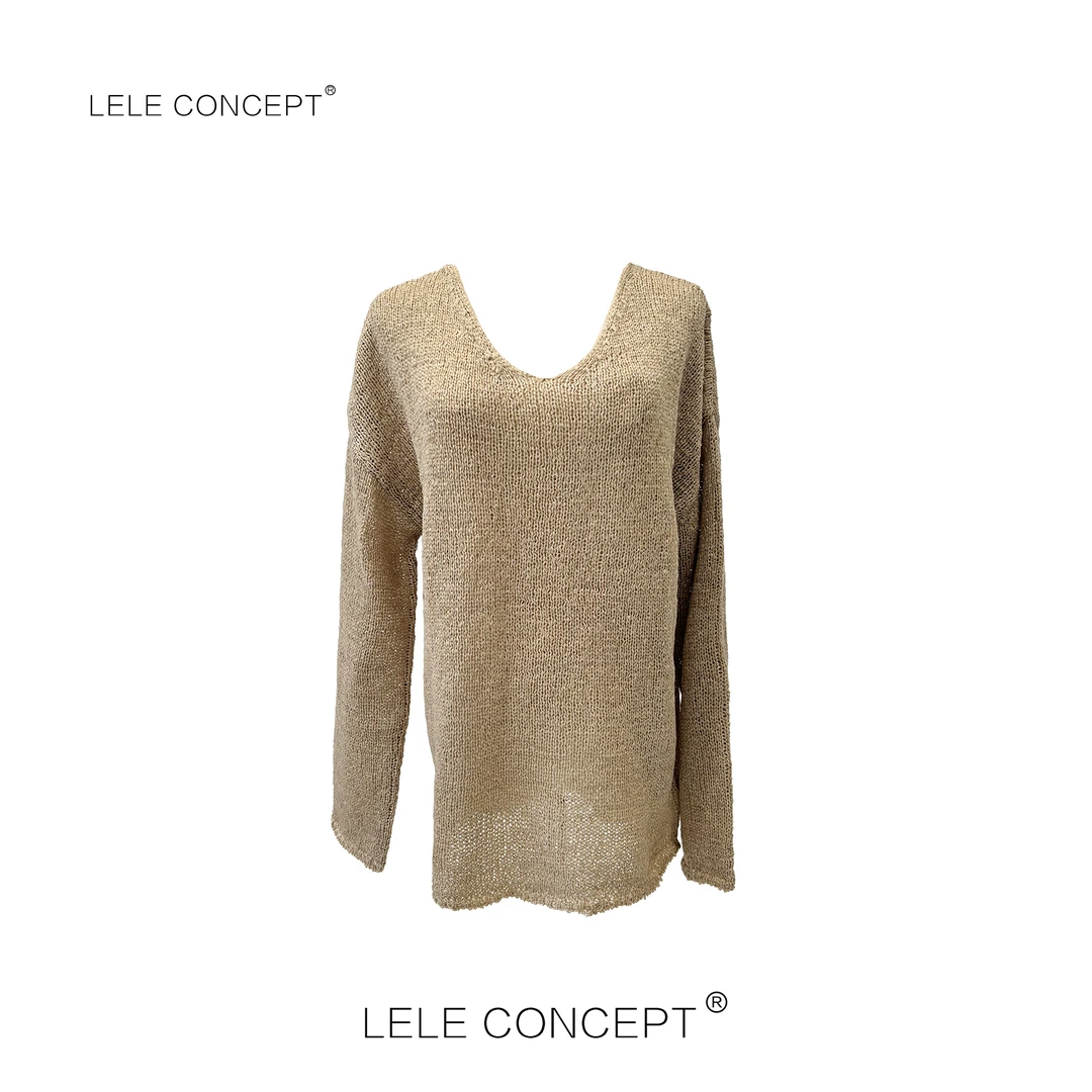 LELE CONCEPT｜【如一】都市时装复古设计师款V领镂空网衫S0800