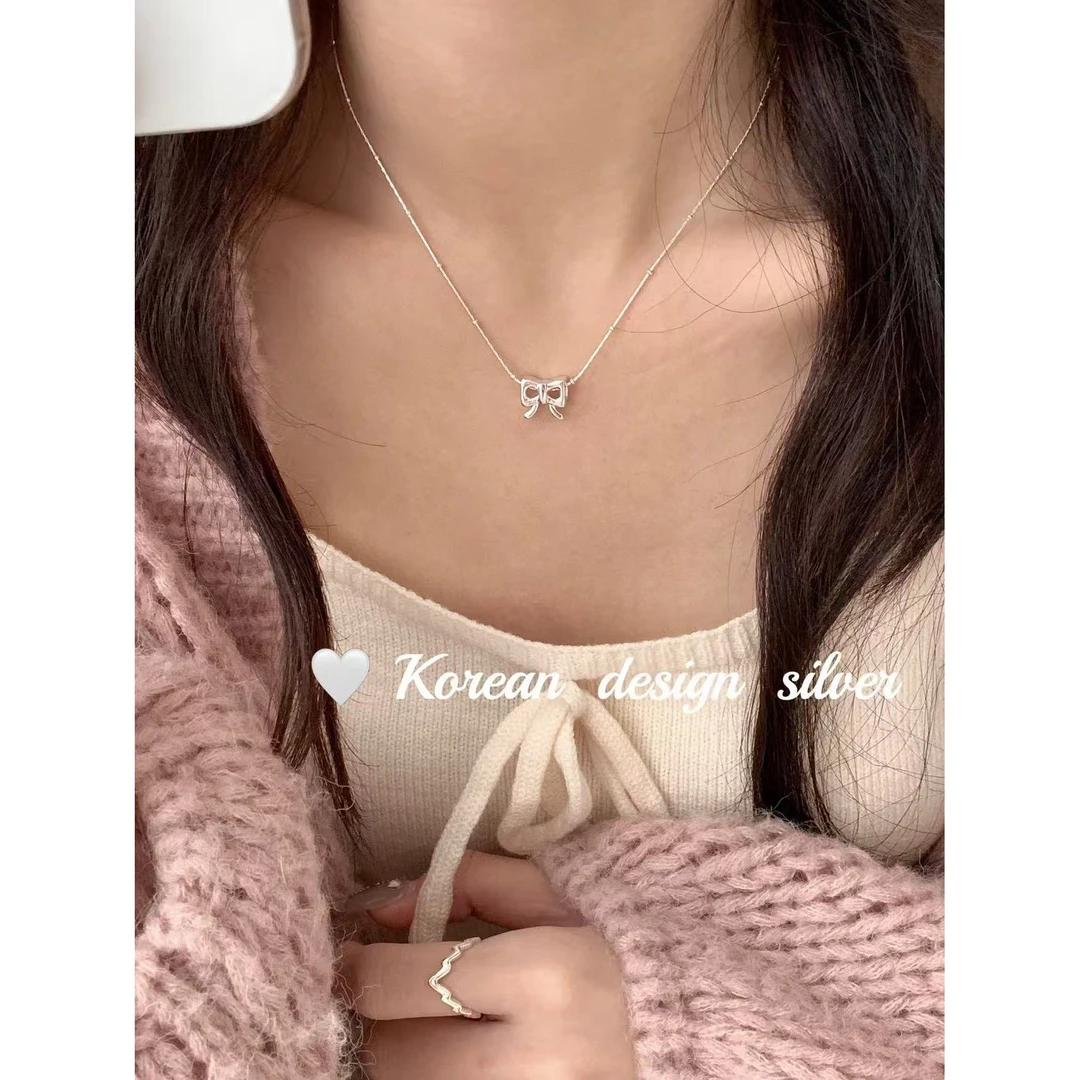 吊坠925银亚克力 L-YHX1381#温柔又显气质蝴蝶结项链