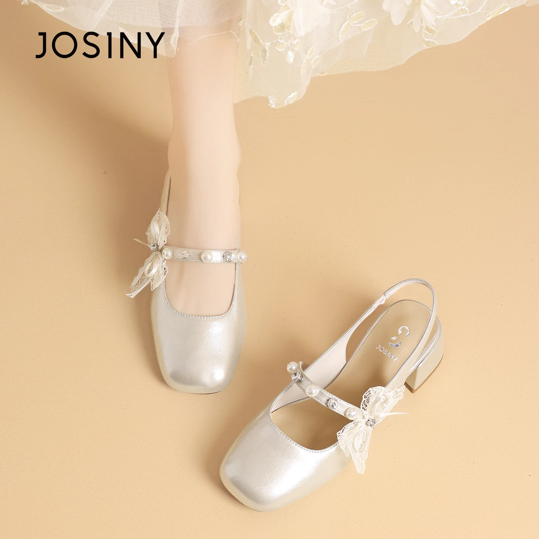 卓诗尼气质蝴蝶结凉鞋女2025夏季新款女士外穿法式轻奢软底女鞋