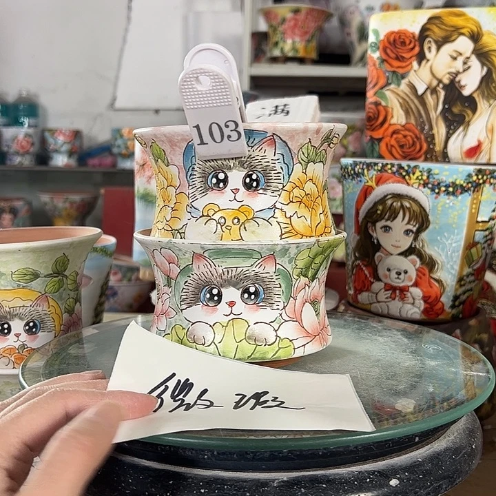 景德镇手绘花盆性价比超高的直播间