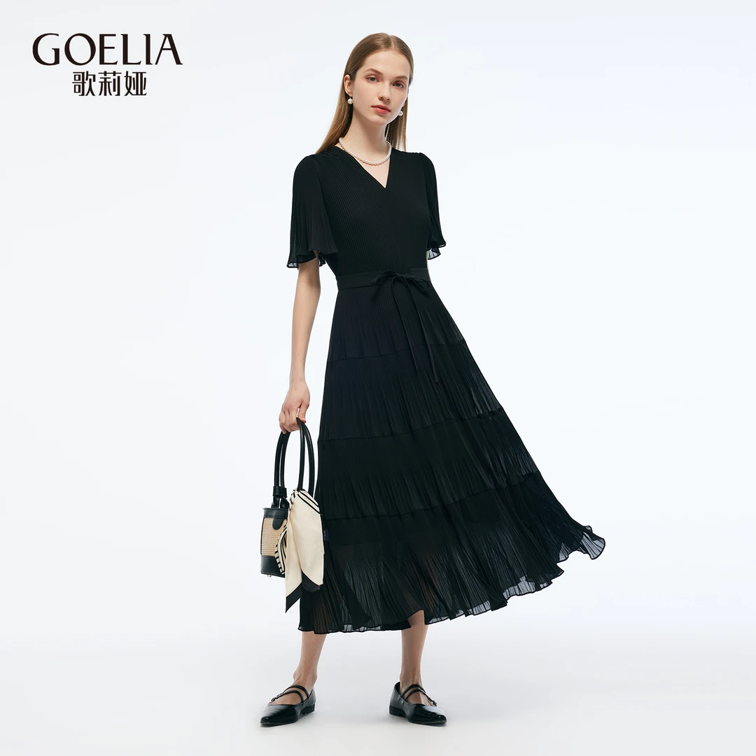 【福利款】歌莉娅夏季压褶连衣裙配送腰带度假日常1E6R4K930