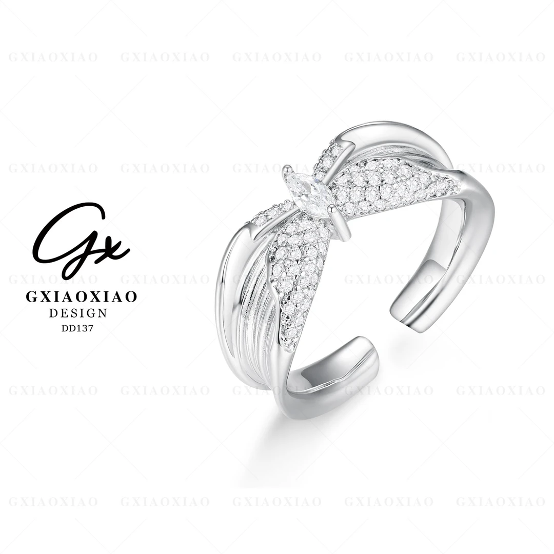 G XIAOXIAO 镀K金 时尚气质百搭个性甜美蝴蝶戒指ins DD137