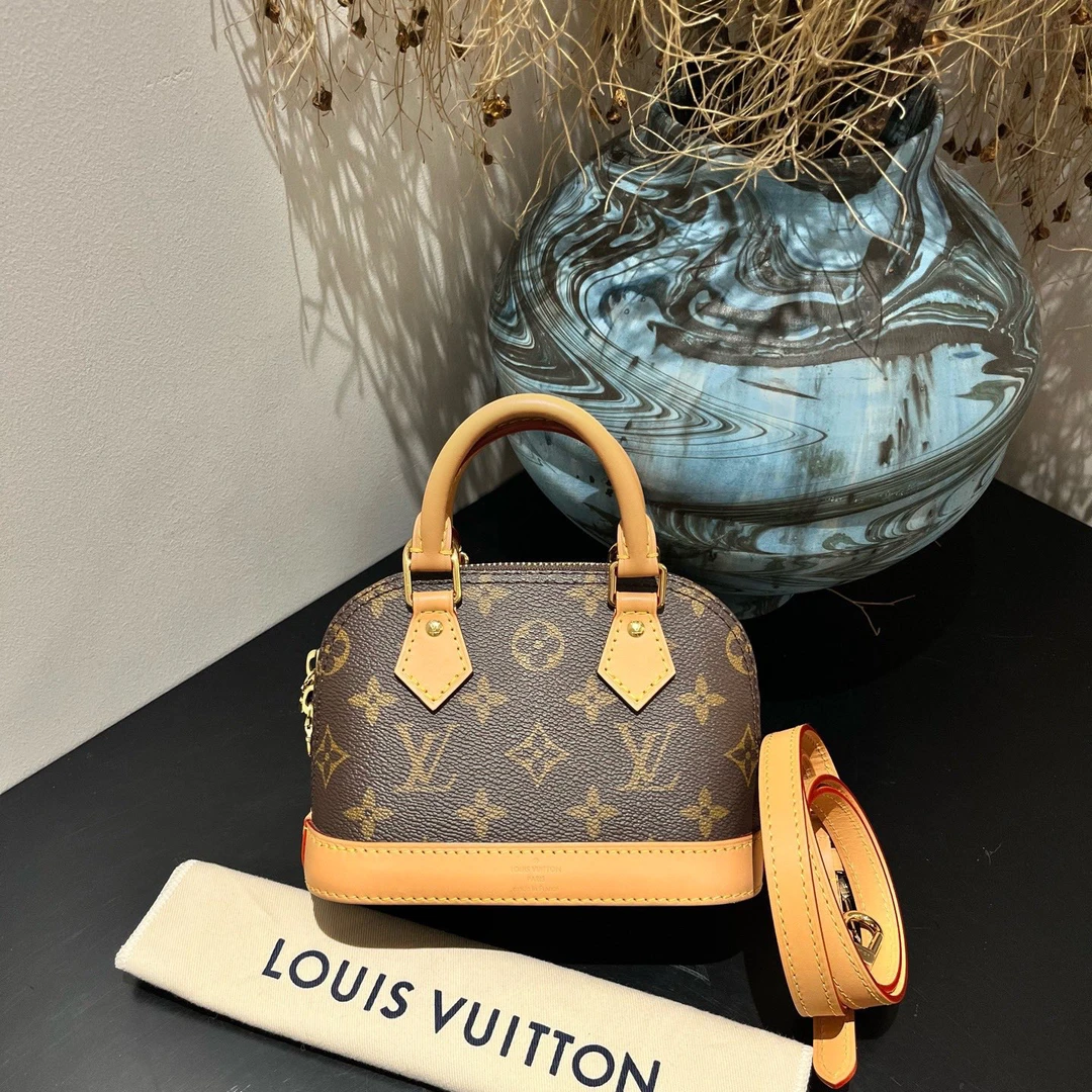 95新 LouisVuitton/路易威登 Lv 老花贝壳nano/bb尺寸手提斜挎包