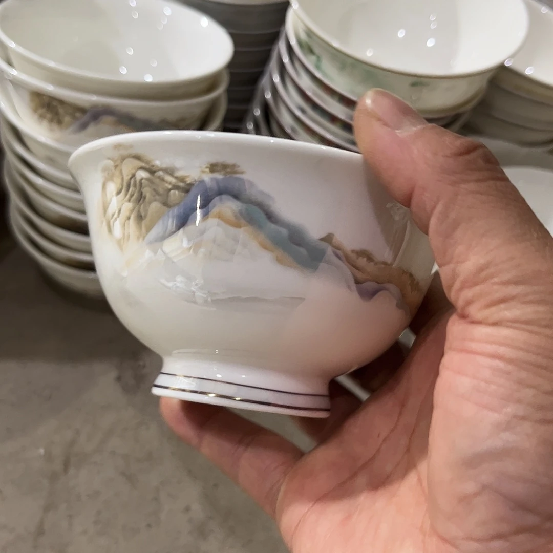 瓷片江山4.5寸碗十个微瑕