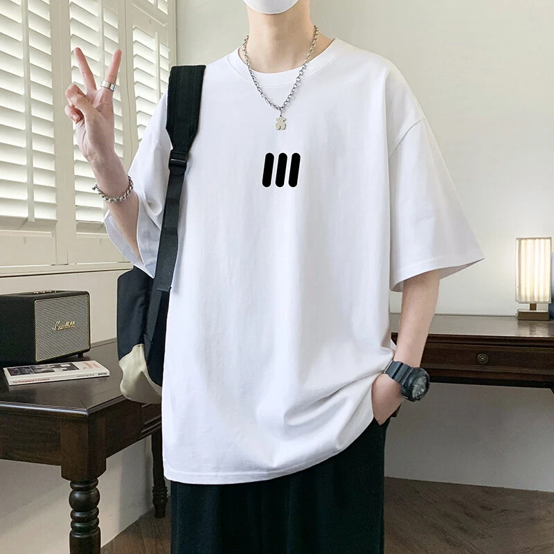 三条杠植绒短袖T恤高街纯棉宽松男女同款休闲百搭夏季ins韩版港风