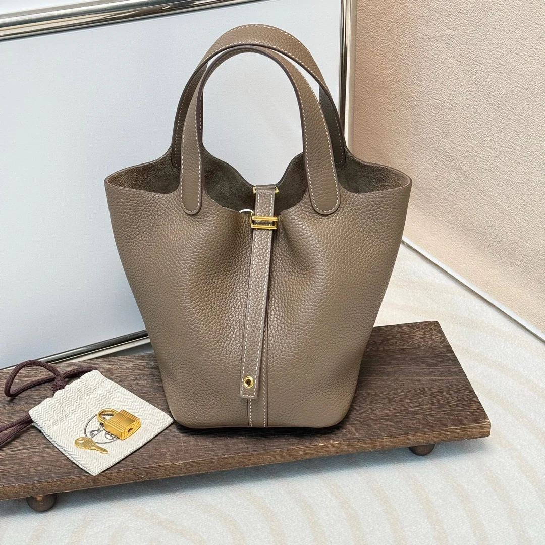 95新 Hermes/爱马仕 Hermes 大象灰金扣tc皮 菜篮子18/648090871