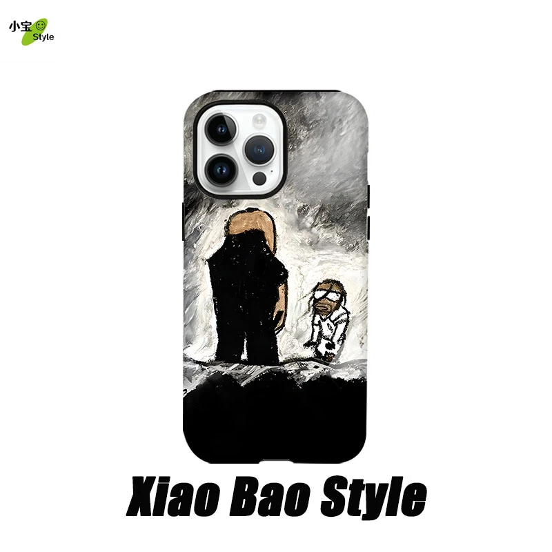 恐怖双人适用苹果16pro手机壳15promax个性14/13创意12/11p二合一