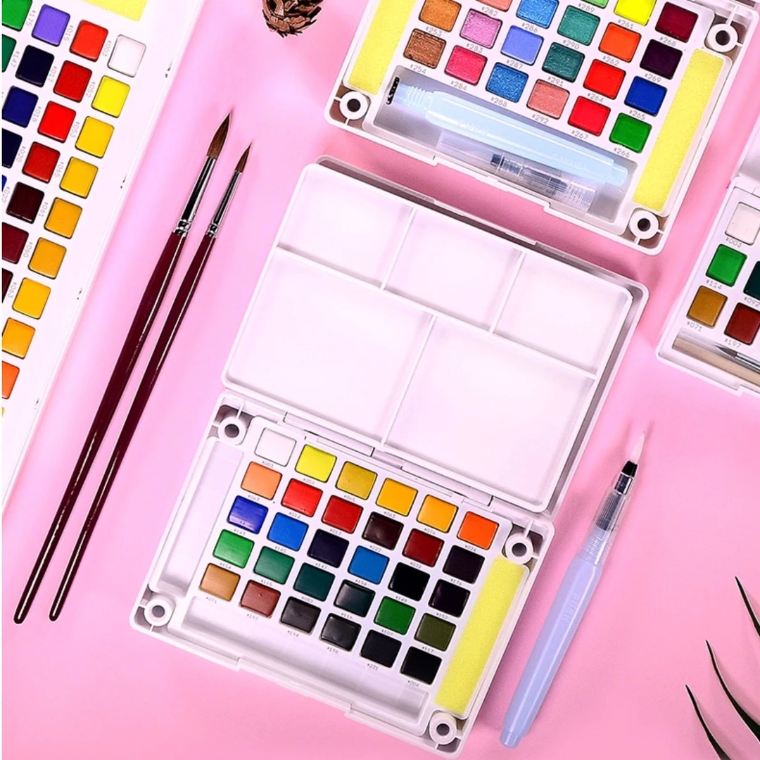 樱花 固体水彩颜料24色36色18色自来水笔工具水粉画套装