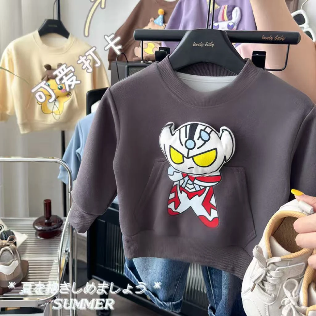 【奥凸曼】2025儿童秋季韩版时尚圆领休闲卡通玩偶印花卫衣男女童