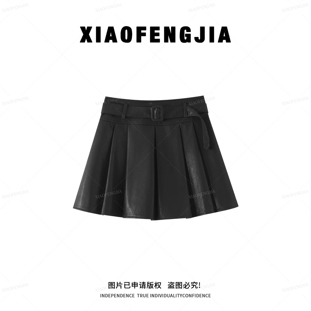 【榛巧咖啡】2025秋季新款【四季青小封家轻奢】复古质感百褶短裙7595