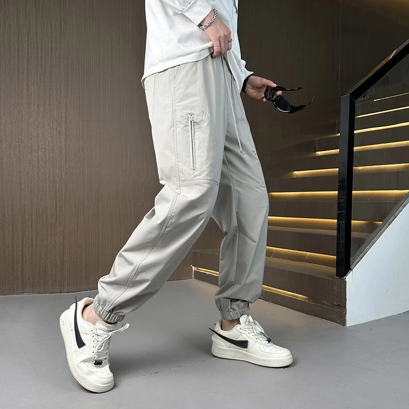 薄款新款时尚潮流男士工装裤哈伦运动宽松纯色束裤休闲休闲裤