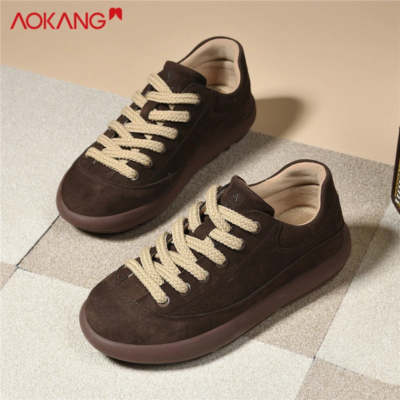 奥康官方正品宽楦勃肯鞋秋季复古软底德训鞋冬季加绒保暖大头板鞋