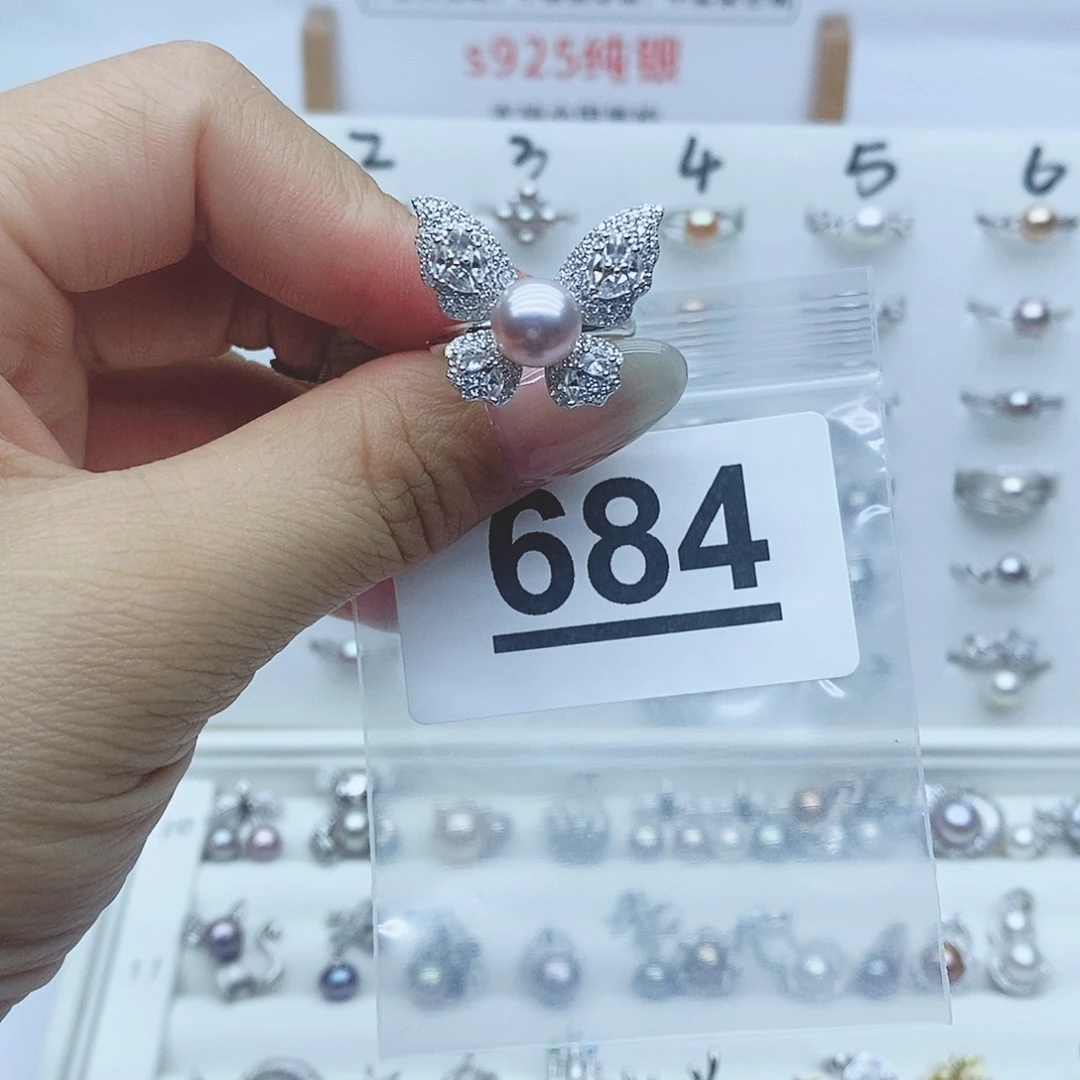 戒指银S925镶嵌淡水珍珠筱*沐684