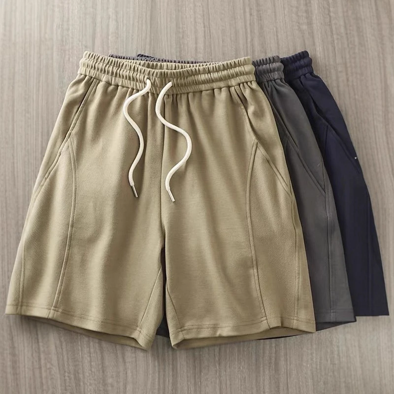 款夏季松紧腰短裤裤子男外穿斜纹时尚潮流裤宽松百搭系分裤