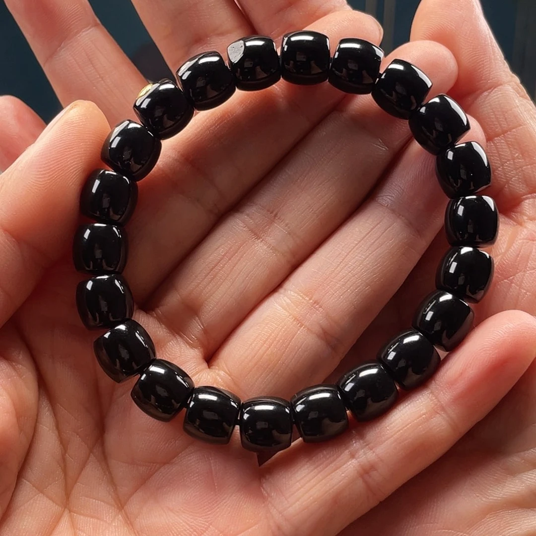 手链18K金镶嵌和田玉新疆和田玉黑老9/10