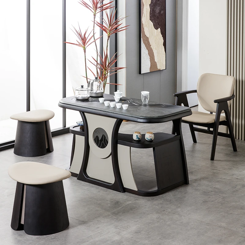 意式极简茶桌椅组合实木简约现代2025新款轻奢小型家用阳台小茶桌