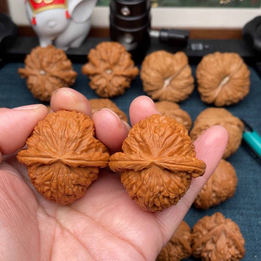 把件文玩核桃全品红皮球白40