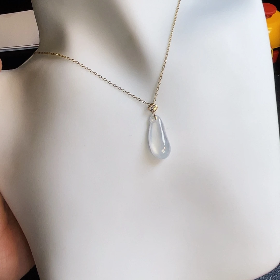 翡翠18K金镶嵌吊坠(不含链)JF057 白冰福瓜