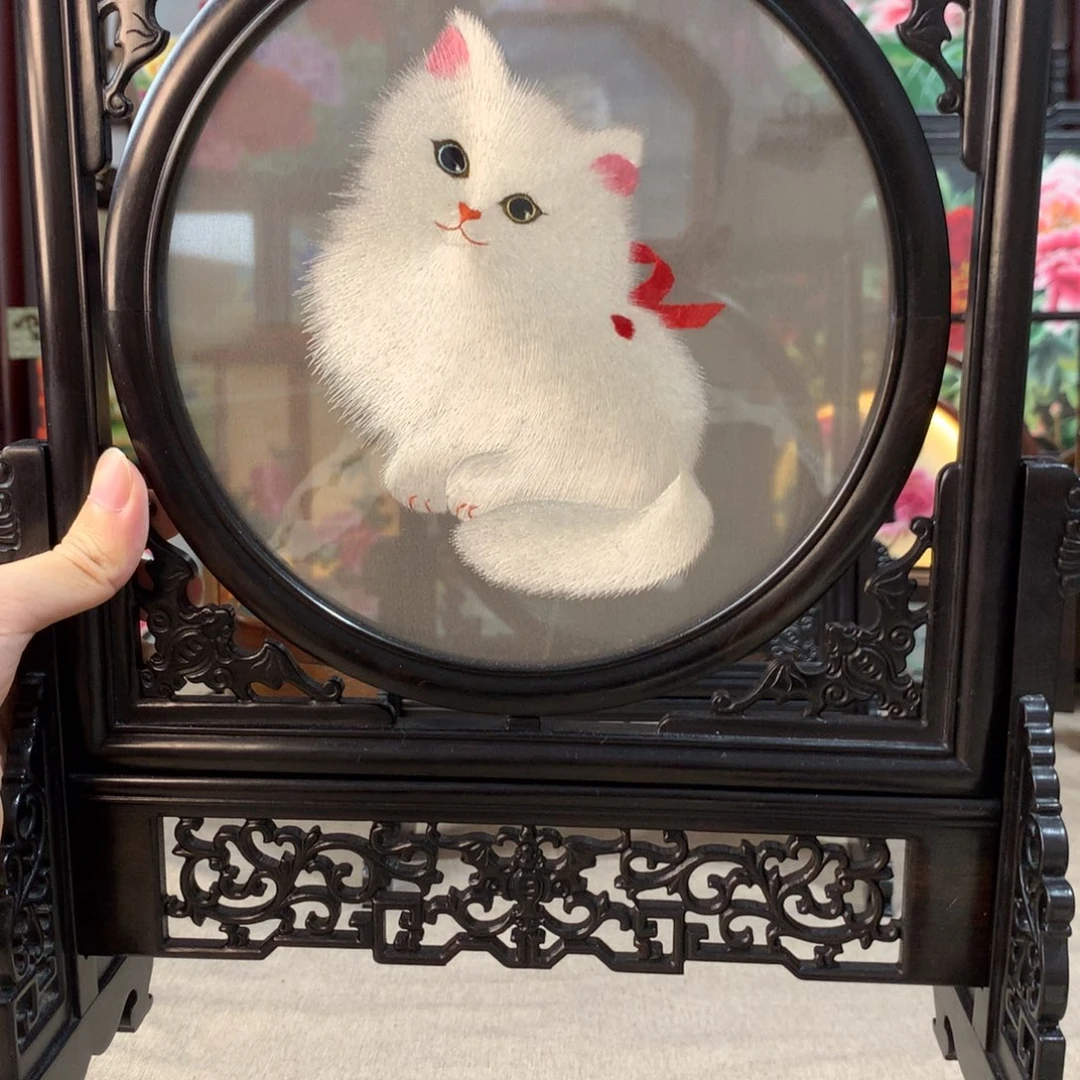 木精品苏绣实木摆件