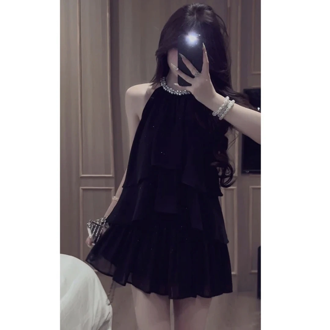 【V娜专属】鎏光人鱼姬 重工钉珠挂脖两件套高级感套装-V811