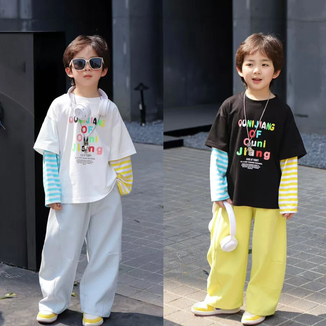 【现货】伟伟同款【春日高光】2025春季新品T恤假两件长袖儿童WW0597