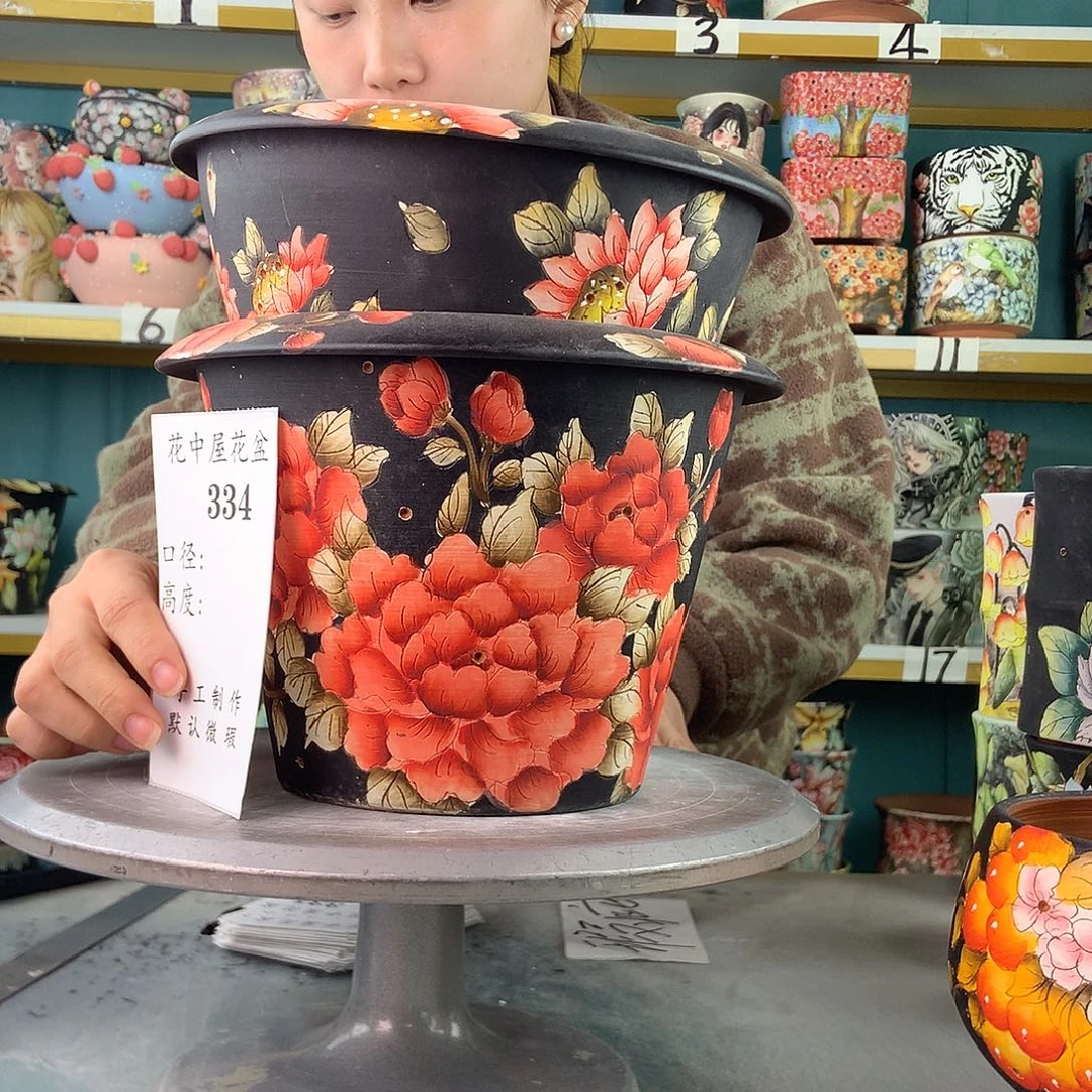 橙***ᐝ陶景德镇手工花盆334