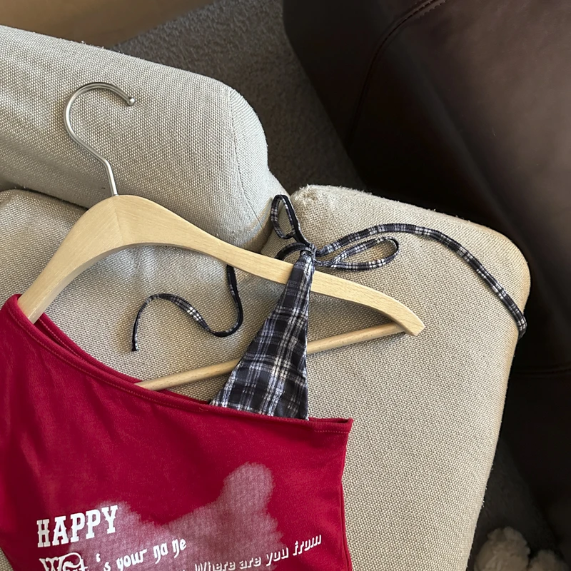 假两件斜肩吊带背心女2025美式辣妹抹胸上衣带胸垫巨好看裹胸外穿