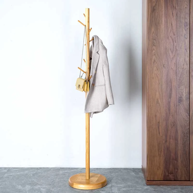北美白橡木木不倒翁衣架落地家用简约