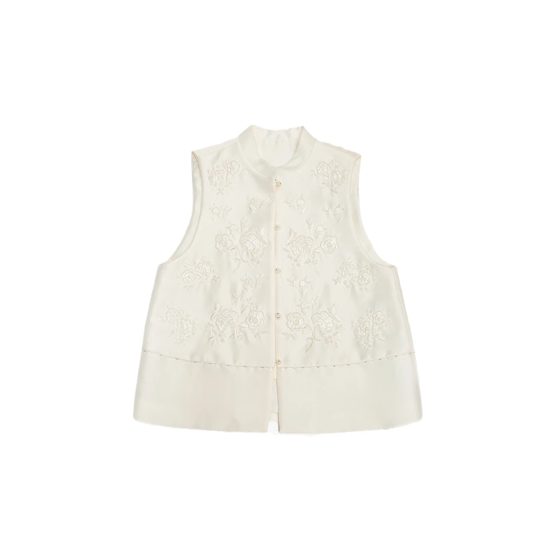 仫赐【吉安】国风新中式手工钉珠气质百搭背心马甲外套G8002