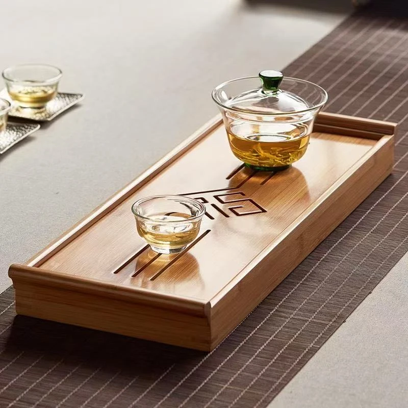 福运【42x15x4cm】储水茶盘榫卯结构重竹茶盘