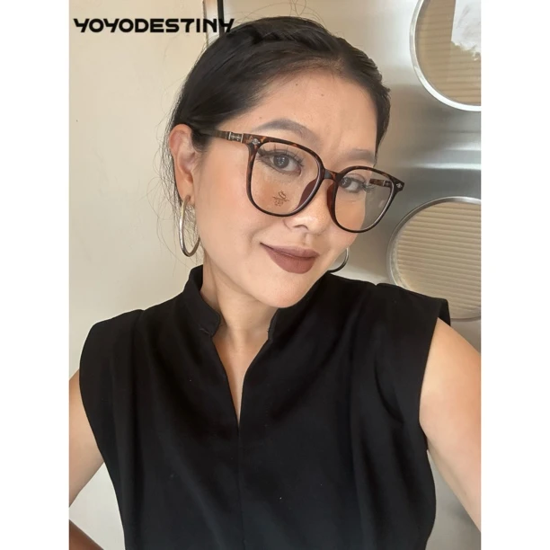 25新款素颜神器黑框眼镜女潮防蓝光平光镜大脸显瘦复古豹纹大框男