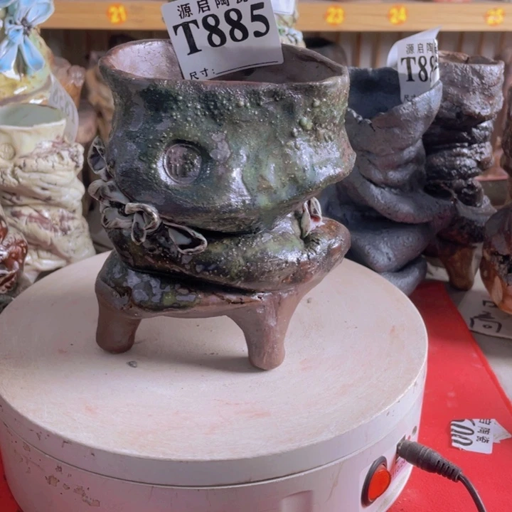 紫砂花盆景德镇陶瓷885