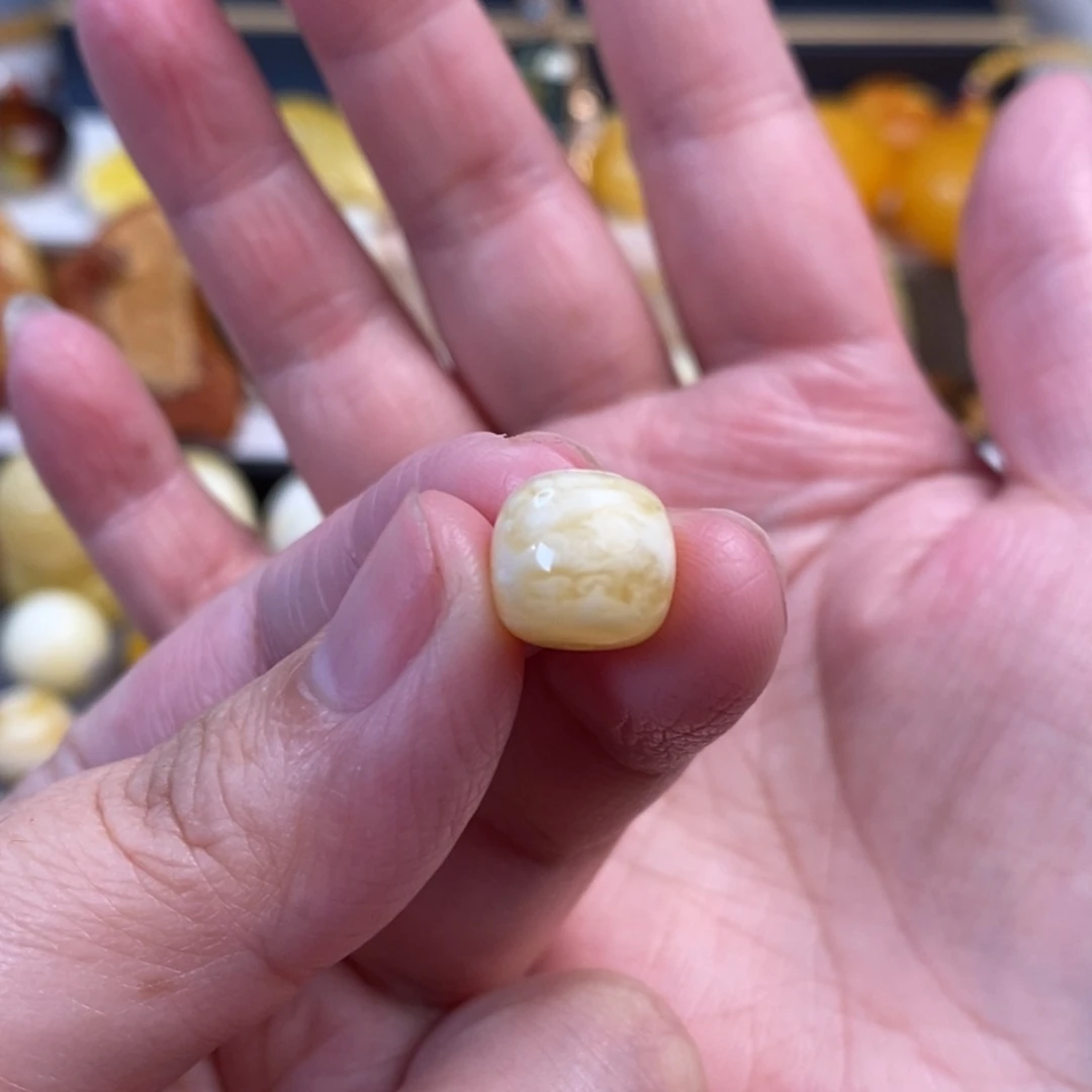 未镶嵌琥珀裸石虎皮纹老型单珠10.5