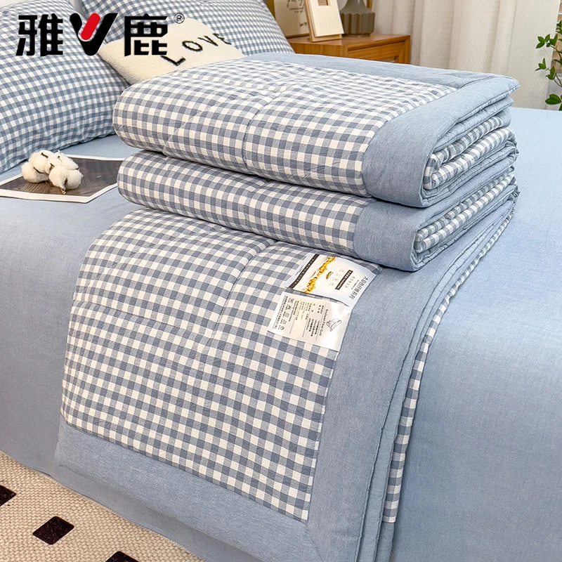 雅鹿10A抗菌无印风夏被空调被双人宿舍薄被子可水洗午休被夏凉被