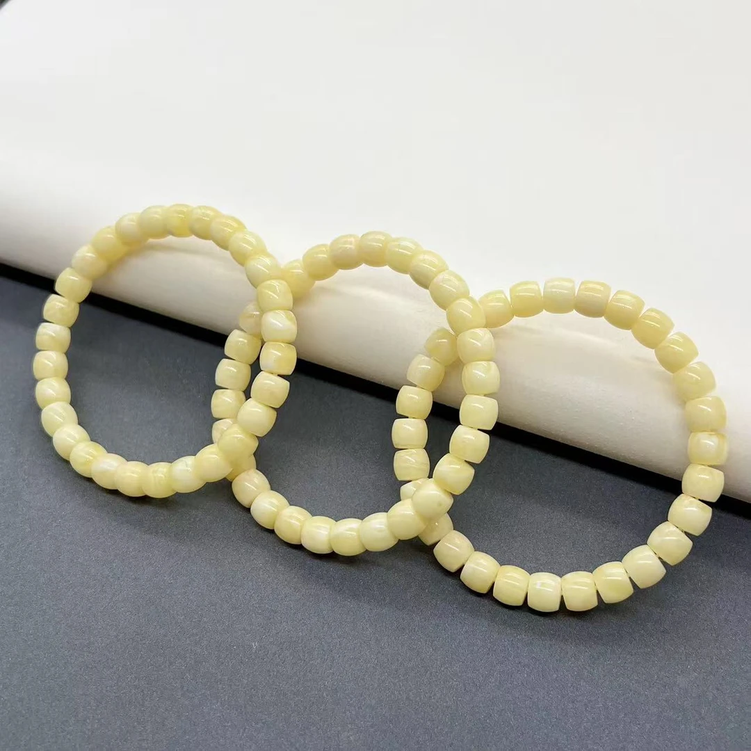 【润家原创】天然琥珀蜜蜡8mm精工白花直切手串-多样性发一件6522