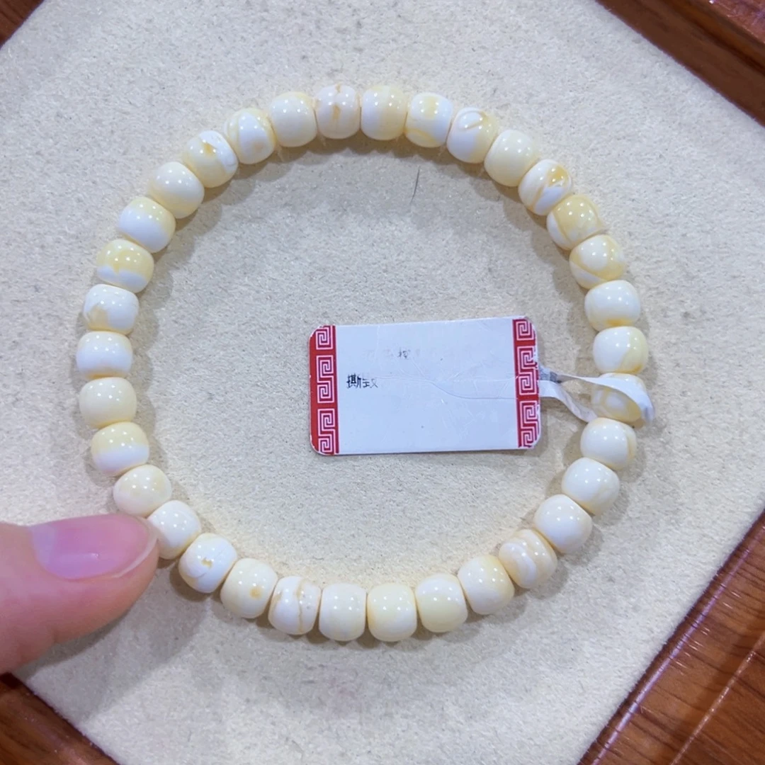 爱***心手链蜜蜡未镶嵌6.5m瓷白妖花 毕业款