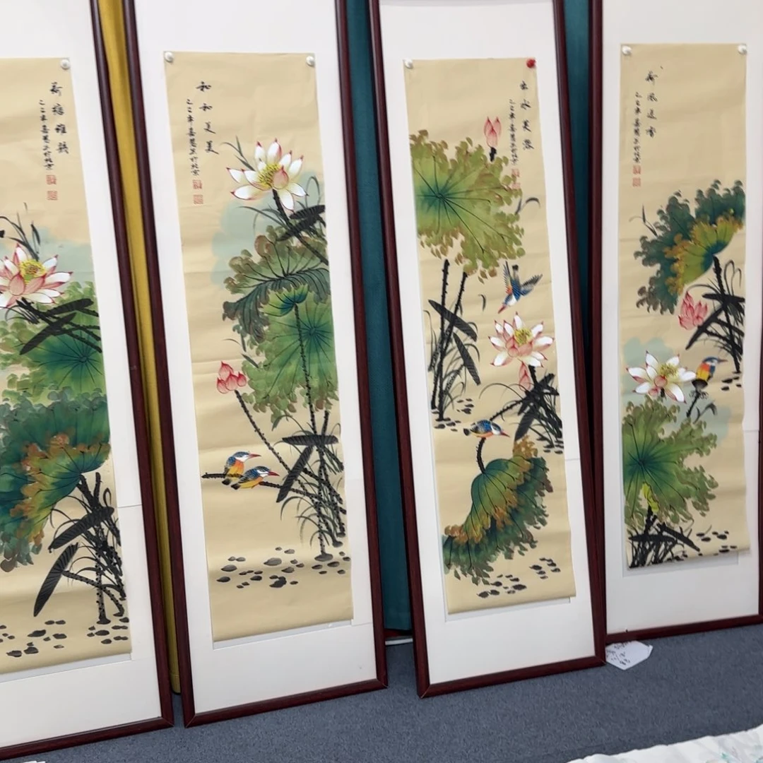 板***栗国画尺寸35X140手绘作品