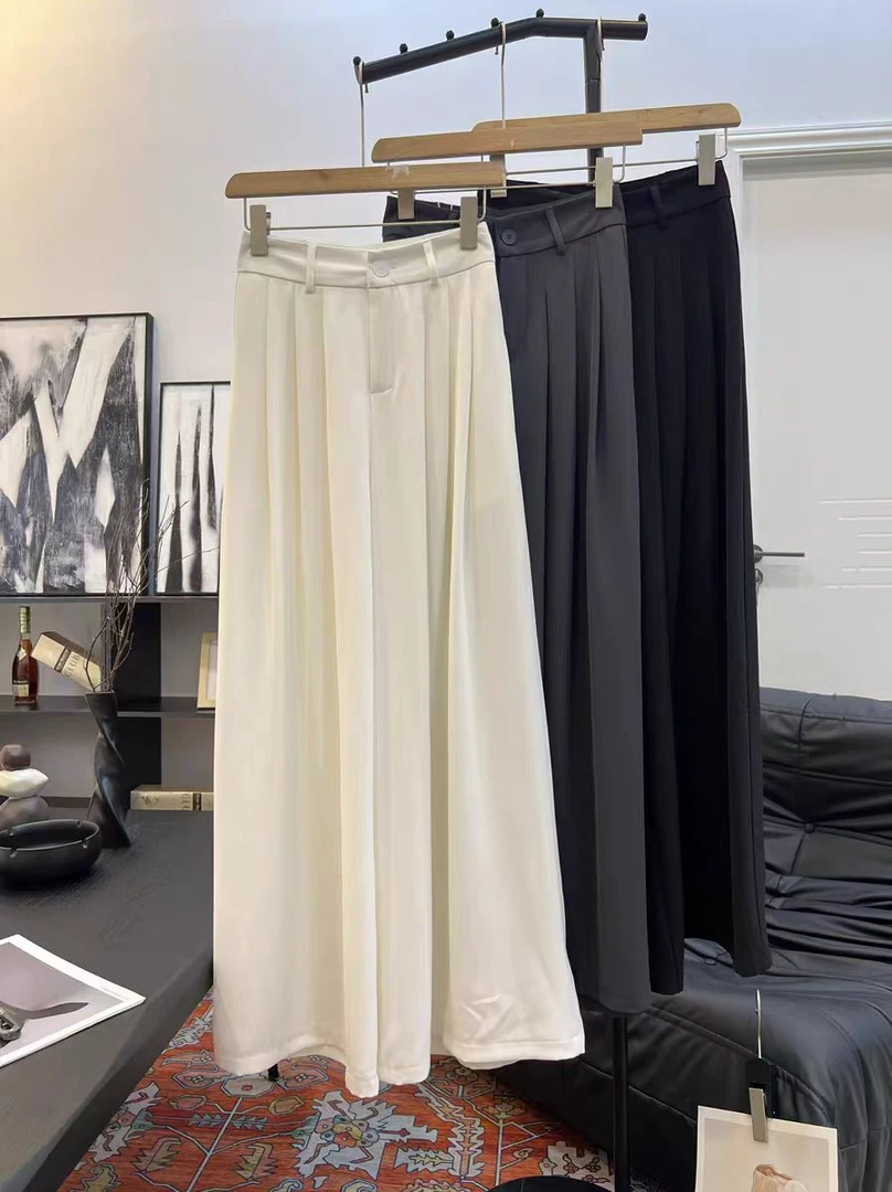 新款阔腿裤女西装裤高腰宽松垂感通勤休闲时尚直筒百搭长裤配腰带