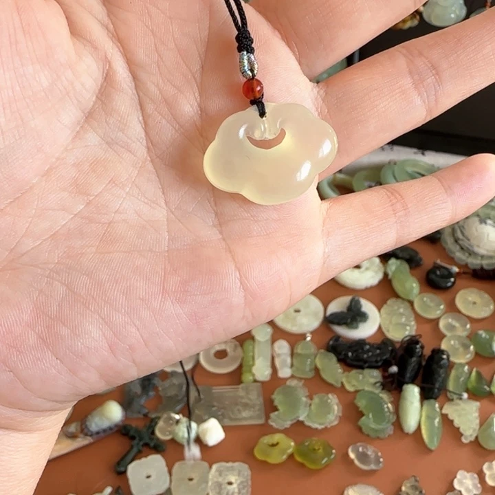 蛇纹石玉颈饰未镶嵌៷***៷祥云锁