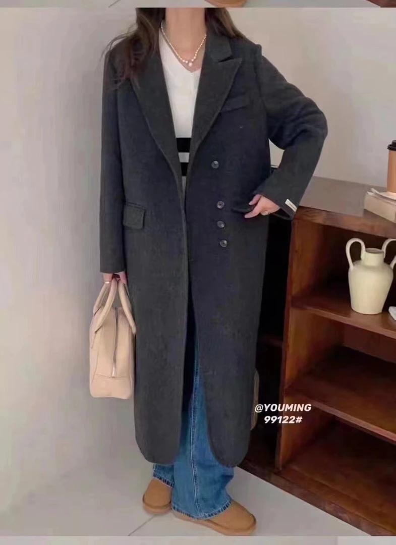 【26大衣系列】高端双面西装领单排扣宽松显瘦外套99122