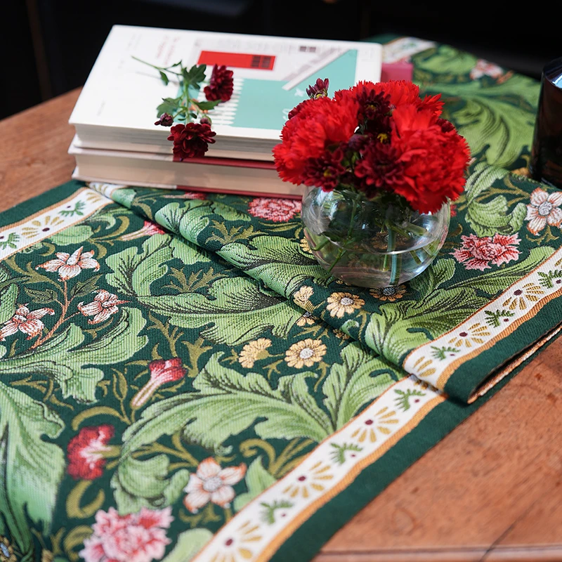 莫里斯的花园里重工刺绣流苏桌旗