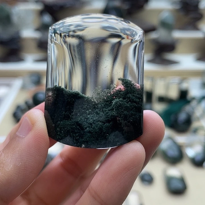 未镶嵌颈饰水晶绿幽灵聚宝盆无事牌定制