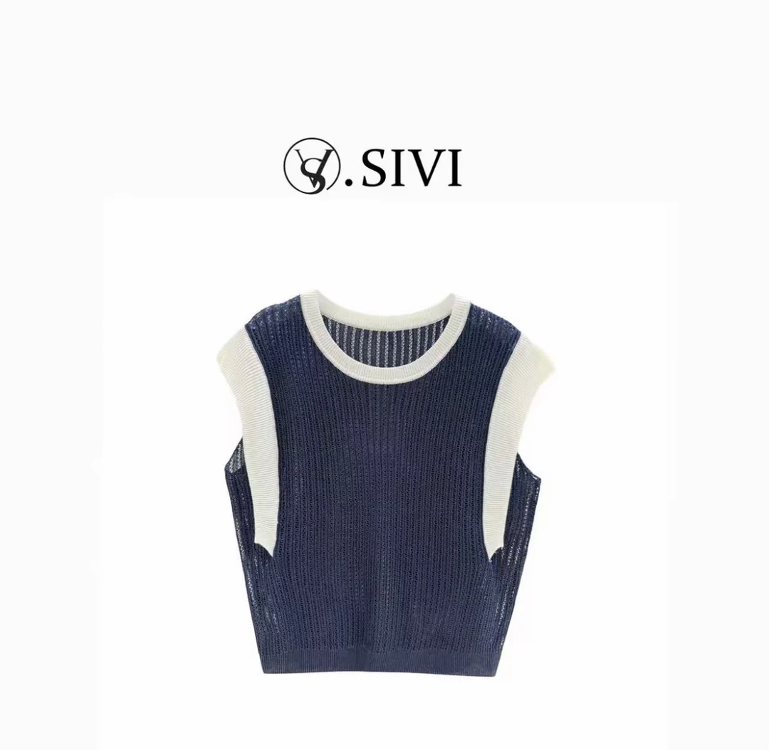 【现货】夏季薄款镂空透气修身显瘦百搭气质休闲时尚套头针织上衣女